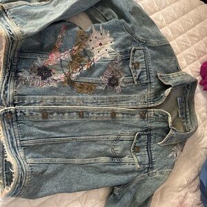 Embroidered Blue Denim Jean Jacket